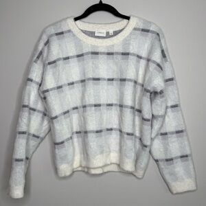 Cyrus Soft White and Gray Checkered Sweater